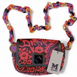 New Missoni Crossbody Bag – Red/Black Floral Pattern with Multicolor Cha…